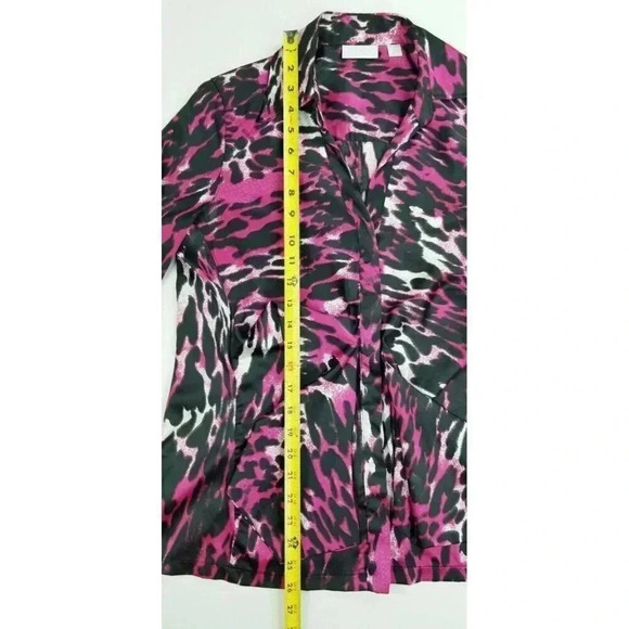 New York & Company Size Medium Women's Stretch Hidden Buttons Long Sleeve Top - Picture 9 of 11